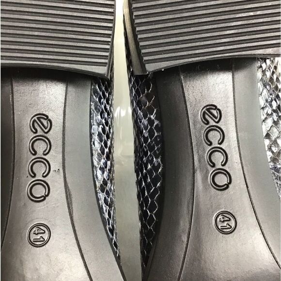 Ecco Blue Snake Print Block Heel Slip On Pumps Size 41 - Picture 8 of 10